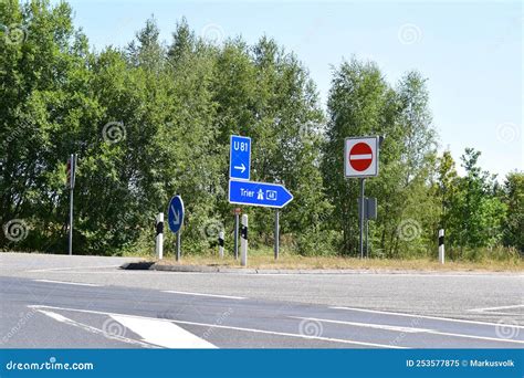 Rural Autobahn Exit with Sign Towards Trier Stock Image - Image of ...