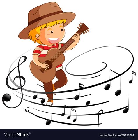 Cartoon Character Of A Boy Playing Guitar Vector Image