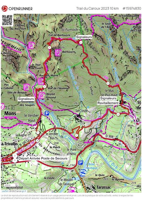 Carte IGN Trail Du Caroux 10 Km 2023 Trail Du Caroux