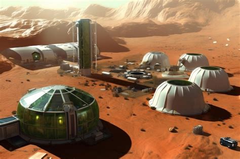 Premium Photo | A rendering of mars colony in mars.