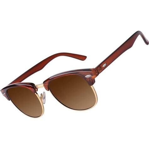 Lunettes De Soleil Homme Femme Polarisées Uv400 Classique Rétro Demi