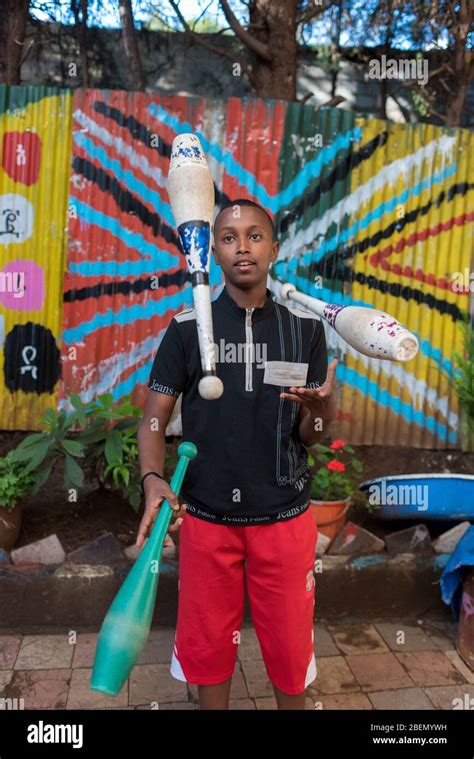 Boy Practices Juggling At The Fekat Circus School And Community Center