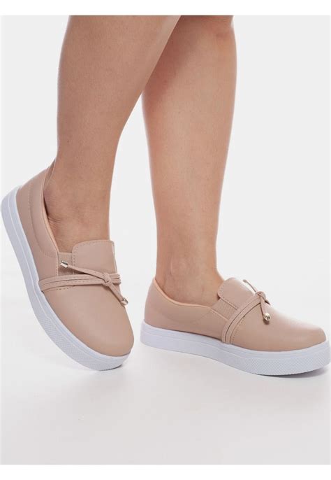Tênis Slip On Feminino Bia Calçados Dupla Tiras Napa Pingente Fosco Nude Compre Agora Dafiti