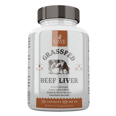 Grass Fed Desiccated Beef Liver Capsules 180 Pills 600mg Each Natural Iron Vitamin A B12