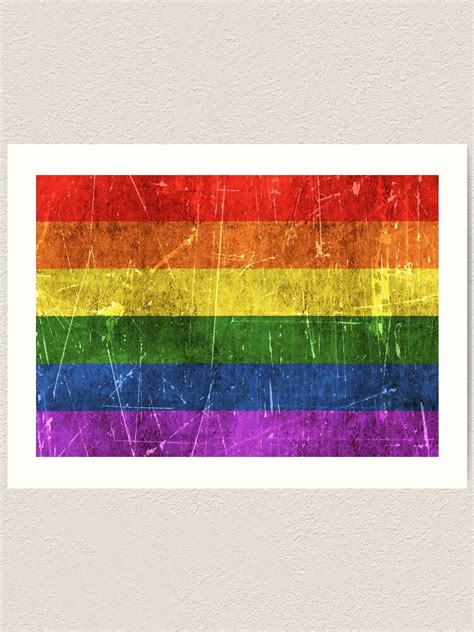 Vintage Aged And Scratched Rainbow Gay Pride Flag Art Print For Sale By Jeffbartels Redbubble