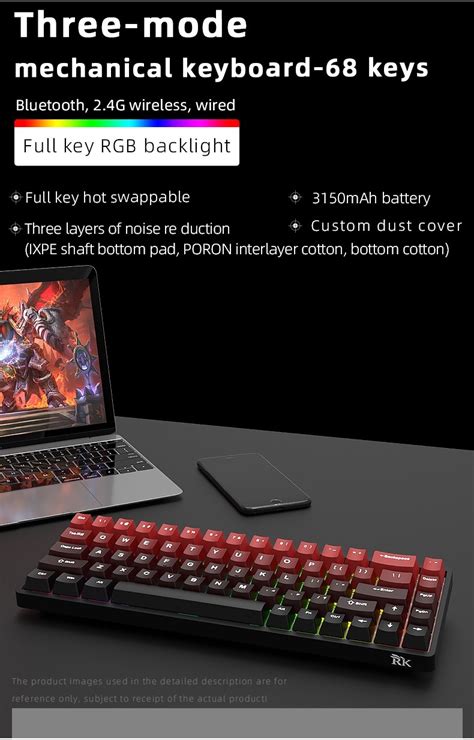 New Arrivalrk G Hot Swappable Wireless Rgb Mechanical Keyboard Mode Detachable Frame