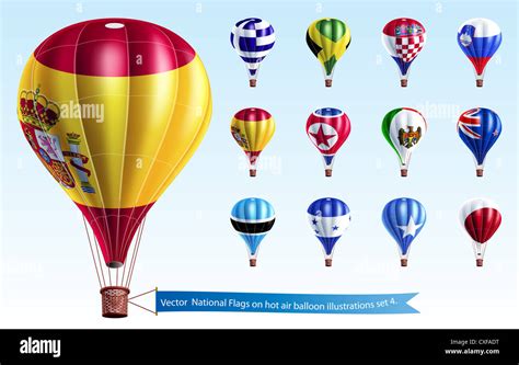 National Flags On Hot Air Balloon Illustrations Stock Photo Alamy