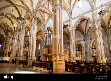 Cathedral nave, a space with Gothic-style columns Stock Photo - Alamy