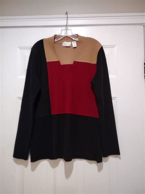 Dana Buchman Vintage Color Block Wool Sweater Size Medium Ebay