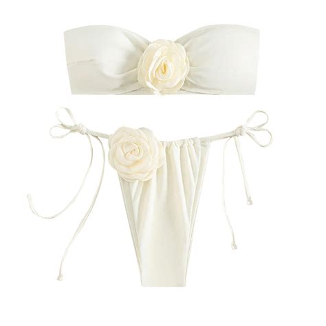 Jalioing Women S Piece Bikini Sets Lace Up Floral Cami Bra PCS Swimwear Suits With Swim