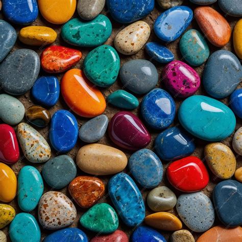 premium photo  collection  colorful rocks including rainbow