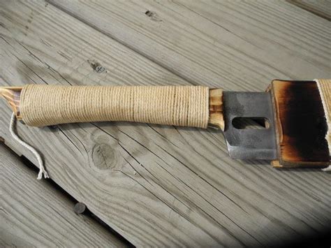 Lawn Mower Blade Knife And Wooden Handle And Sheath Lawn Mower Knife