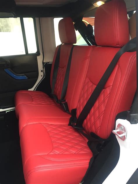 Jeep Wrangler Jk Custom Katzkin Red Leather Seat Covers Wdiamond