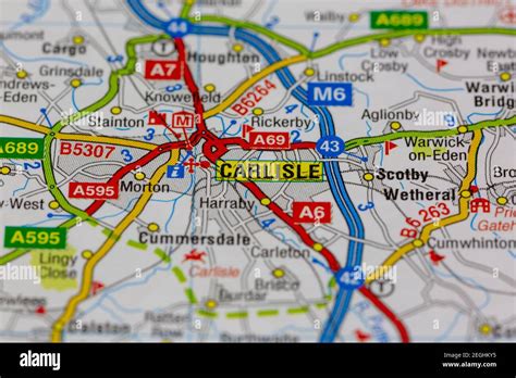 carlisle surrounding areas shown road map geography map stock photo alamy