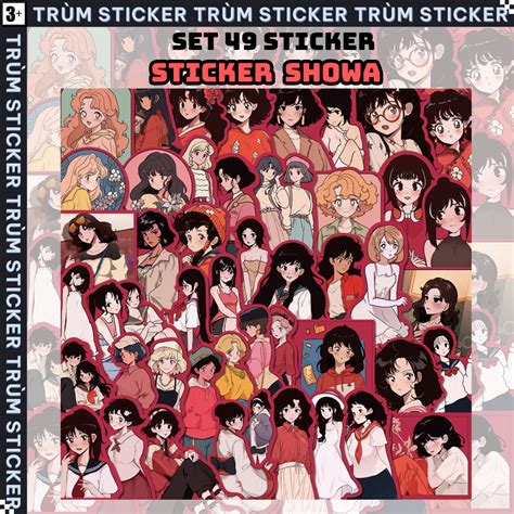 Set Stickers Showa Cartoon Hot Hit Trang Tr Decor Laptop C P S Ch Tr M Stickes