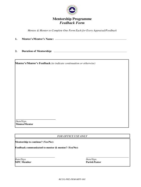 Fillable Online Mentee Evaluation Form Template Fax Email Print PdfFiller