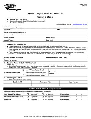 Fillable Online Energex Qesi Bapplicationb For Review Energex