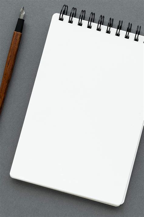 Free Royalty Image About Blank Plain White Notebook With A Fountain