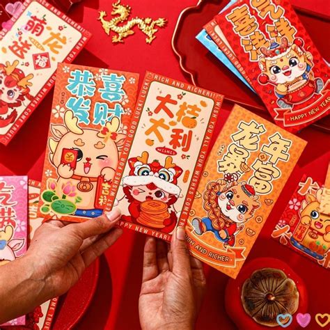 Jony Red Paket Dance Dragon Paper Red Envelope Cny Multicolor