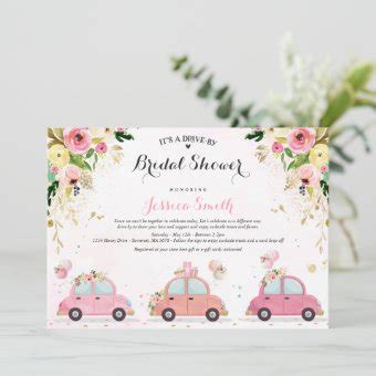 Drive By Bridal Shower Invitation Pink Floral Zazzle