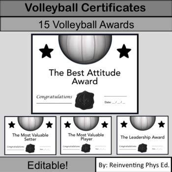 15 Middle School or High School Volleyball Awards: Volleyball Certificates