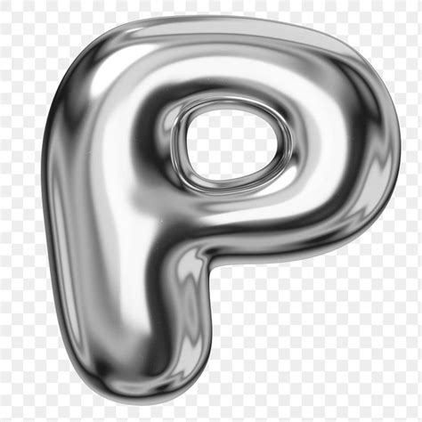 P Alphabet Png Sticker 3d Chrome Metallic Balloon Design Transparent