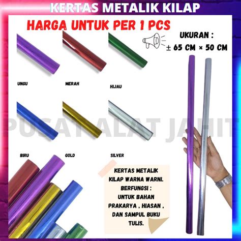 Jual Kertas Metalik Kelip Pembungkus Hiasan Prakarya Warna Warni Per