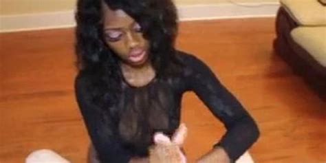 Tugging Ebony Girl In Lingerie Giving Handjob Tnaflix