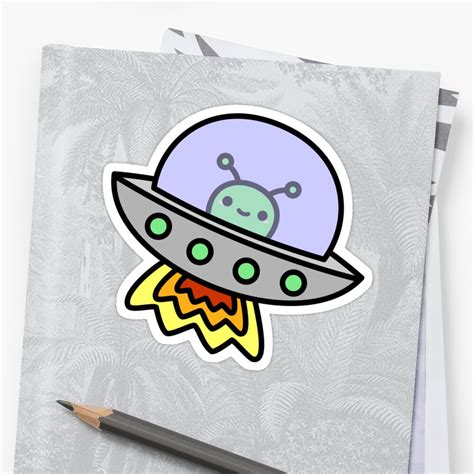 "Cute alien in ufo in space" Sticker by peppermintpopuk | Redbubble