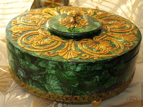 Большая малахитовая шкатулка. Шкатулка для драгоценностей Коллекционая ...