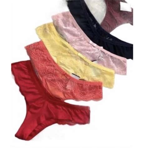 Lingerie Kit C Calcinhas Avulsas Fio Dental Duplo Moda Intima