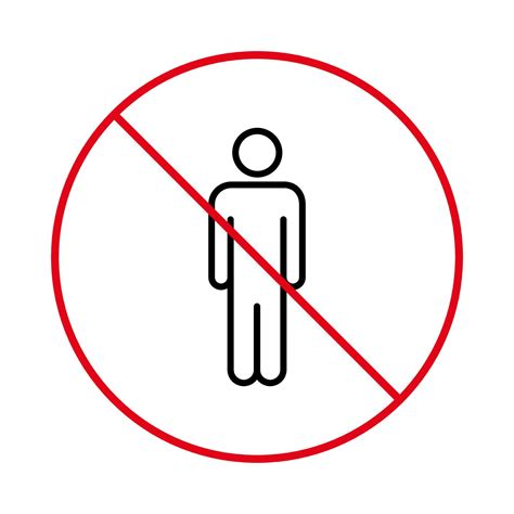 Restricted Entrance Red Stop Line Symbol Ban Men Pedestrian Black