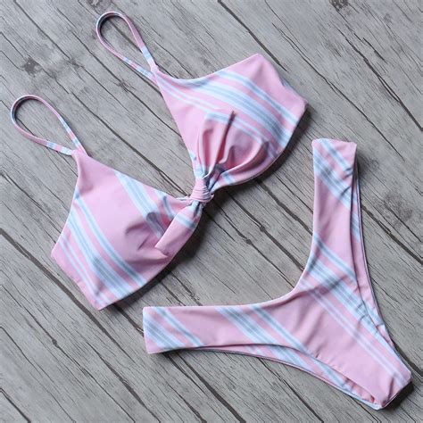 Simple Bikini Set 2018 Swimwear Women Striped Bikini Sexy Beach