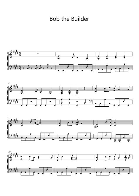 Paul Kjoyce Bob The Builder Theme Song Sheet Music Midi Sheets