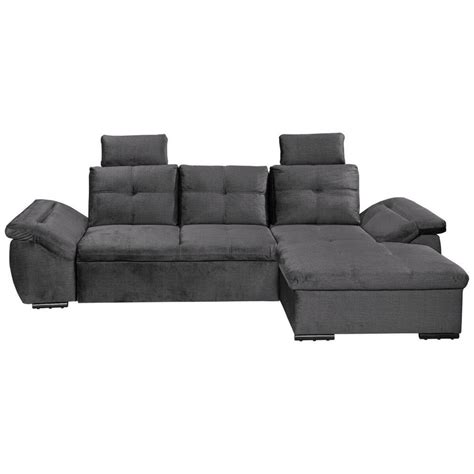 Carryhome Ecksofa Grau Textil Sitzer F Llung Schaumstoffflocken