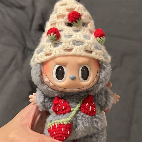 Crochet Labubu Vinyl Baby Clothes Labubu Handmade Doll Clothes Macaron Heart Strawberry Bikini