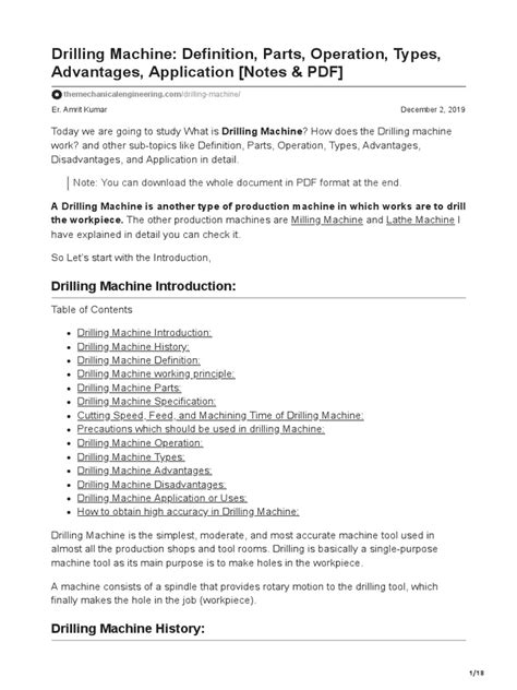 A Comprehensive Guide to Drilling Machines: Definitions, Components ...