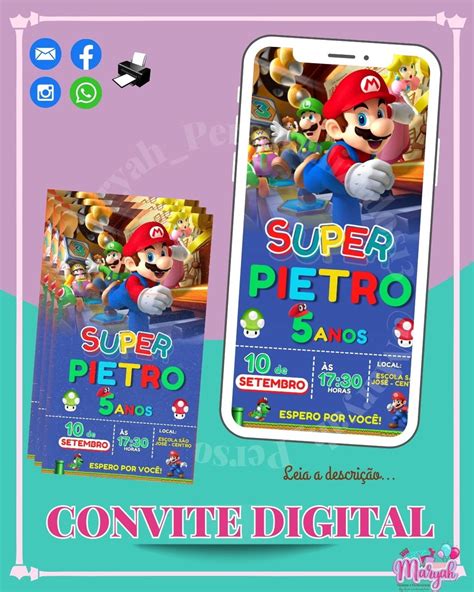 Convite Digital Super Mario Bros Elo Produtos Especiais