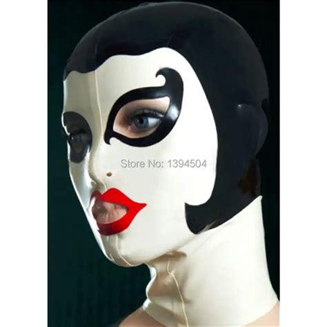 New Sexy Women Handmade Customized Latex Cosplay Maid Hoods Spliced Color Hot Fetish Mask