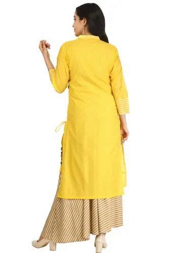 Ethnic Wear Yellow Sushil Garments One Piece Printed Pure Cotton Kurti