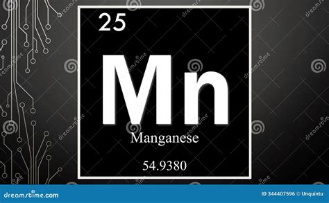 manganese chemical element symbol  black abstract background stock