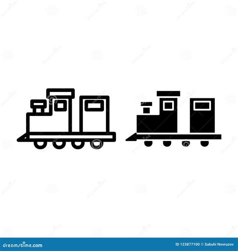 Linea Del Giocattolo Del Treno Ed Icona Di Glifo Illustrazione