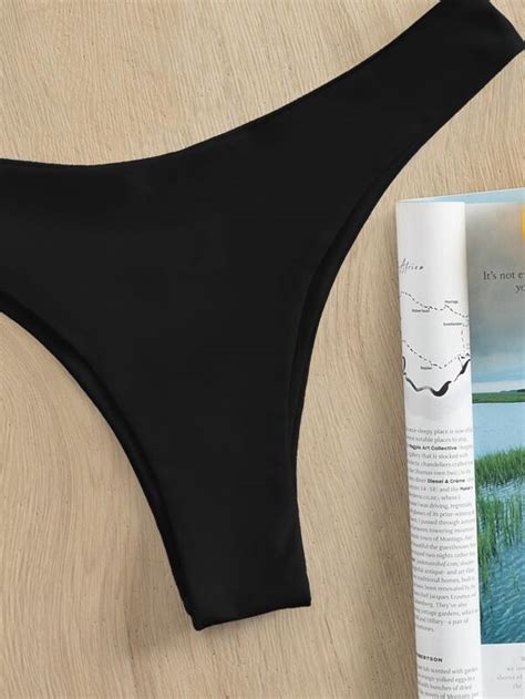 Mono Bikini Set Mesh Trim Bandeau Top High Cut Bottom Piece Swimsuit SHEIN USA