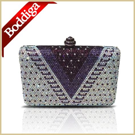 Blink Diamond Evening Clutch Bags Purple Clutches For Women Long Chain Crystal Women Wedding