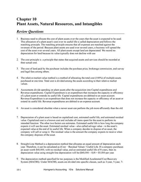 Ch 10 Solutions Chapter 10 Plant Assets Natural Resources And Intangibles Review Questions 1