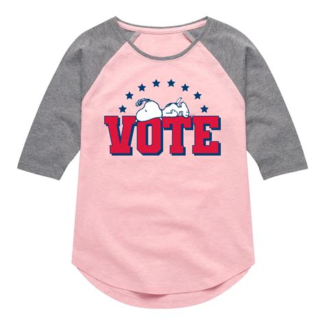 Peanuts - Vote Snoopy - Toddler & Youth Girls Raglan Graphic T-Shirt
