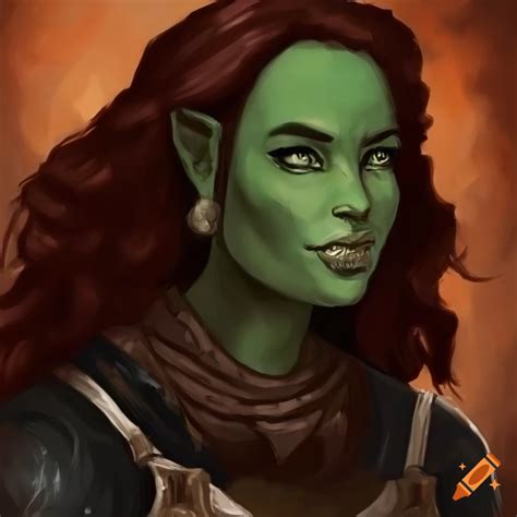 A Portrait Of A Dnd Female Half Orc On Craiyon