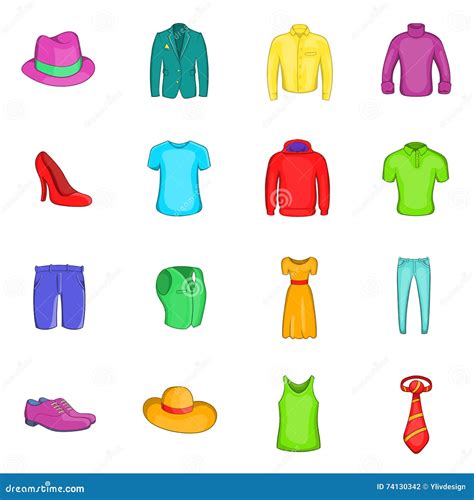 Clothes Icons Set Cartoon Style Stock Vector Illustration Of