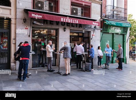 Spain Madrid Outdoor Cafe Stock Photo Alamy