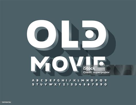 Vector Trendi Poster Old Movie Set Huruf Alfabet Dan Angka Kuno Kreatif